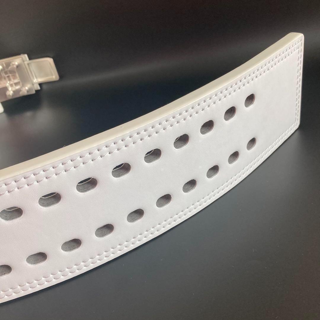 新品 パワーベルト レバーアクション XL 本革 白×シルバー 可変式 13㎜