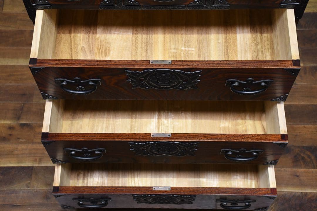 FAC28 岩谷堂箪笥 No.865 あおば3号 整理タンス 欅材 拭漆塗り