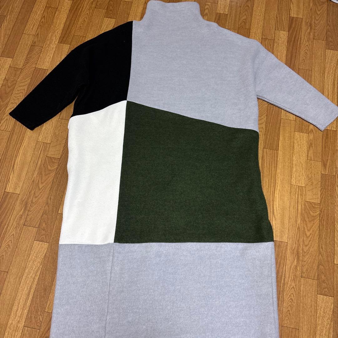 ☆にゃんこちゃん☆ワンピ 長袖 レディース 起毛 切り替えロングワンピース