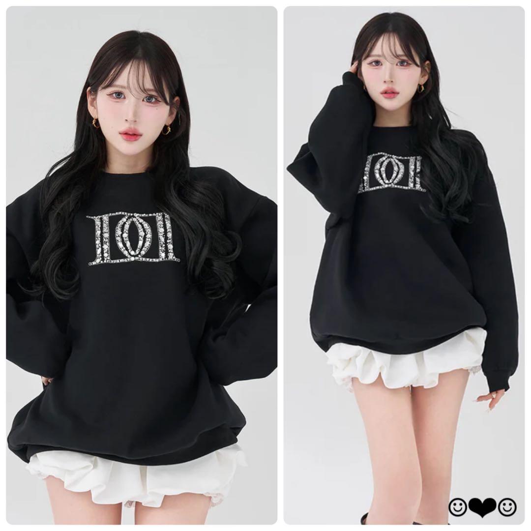 Darich♡DDロゴビジュースウェットプルオーバー♡ブラック