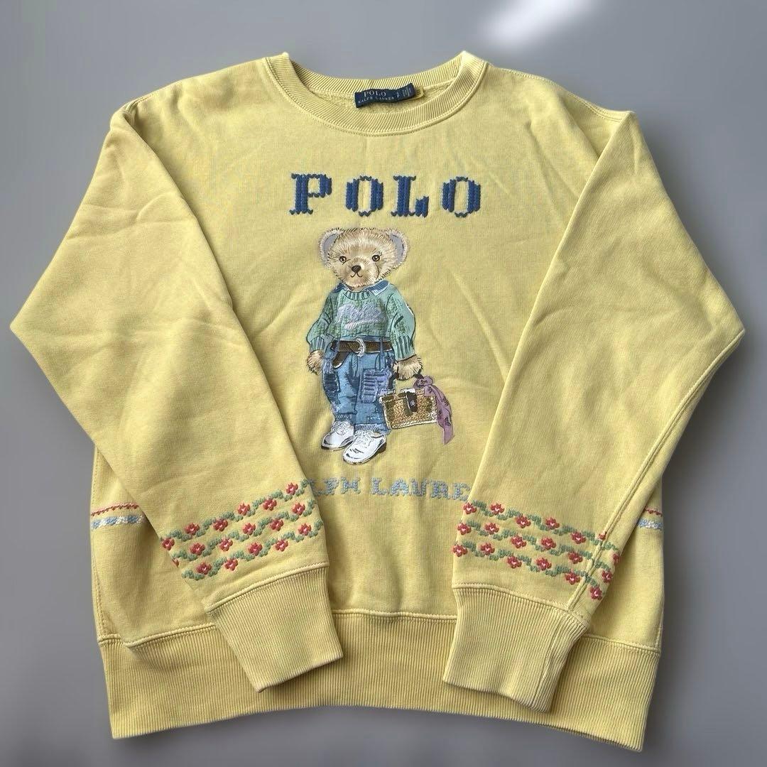 ラルフローレン　ポロベア トレーナー イエロー　刺繍ロゴ　Sサイズ