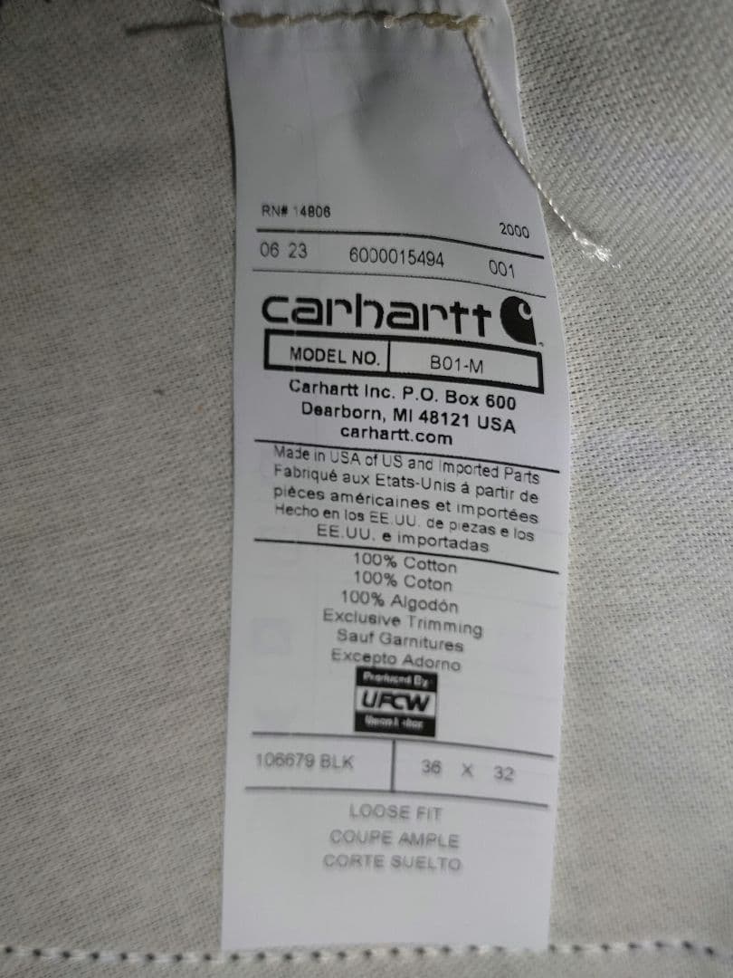 新品 USA製 Carhartt ダブルニー w36×L32 ダック カーハート