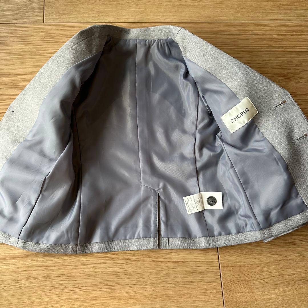 【美品】ショパン　キッズスーツ、シャツネクタイ　薄グレー　110