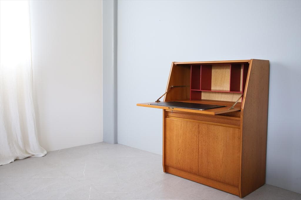 英国アンティークチーク古木ライティングビューロー/木製デスク/勉強机89-207