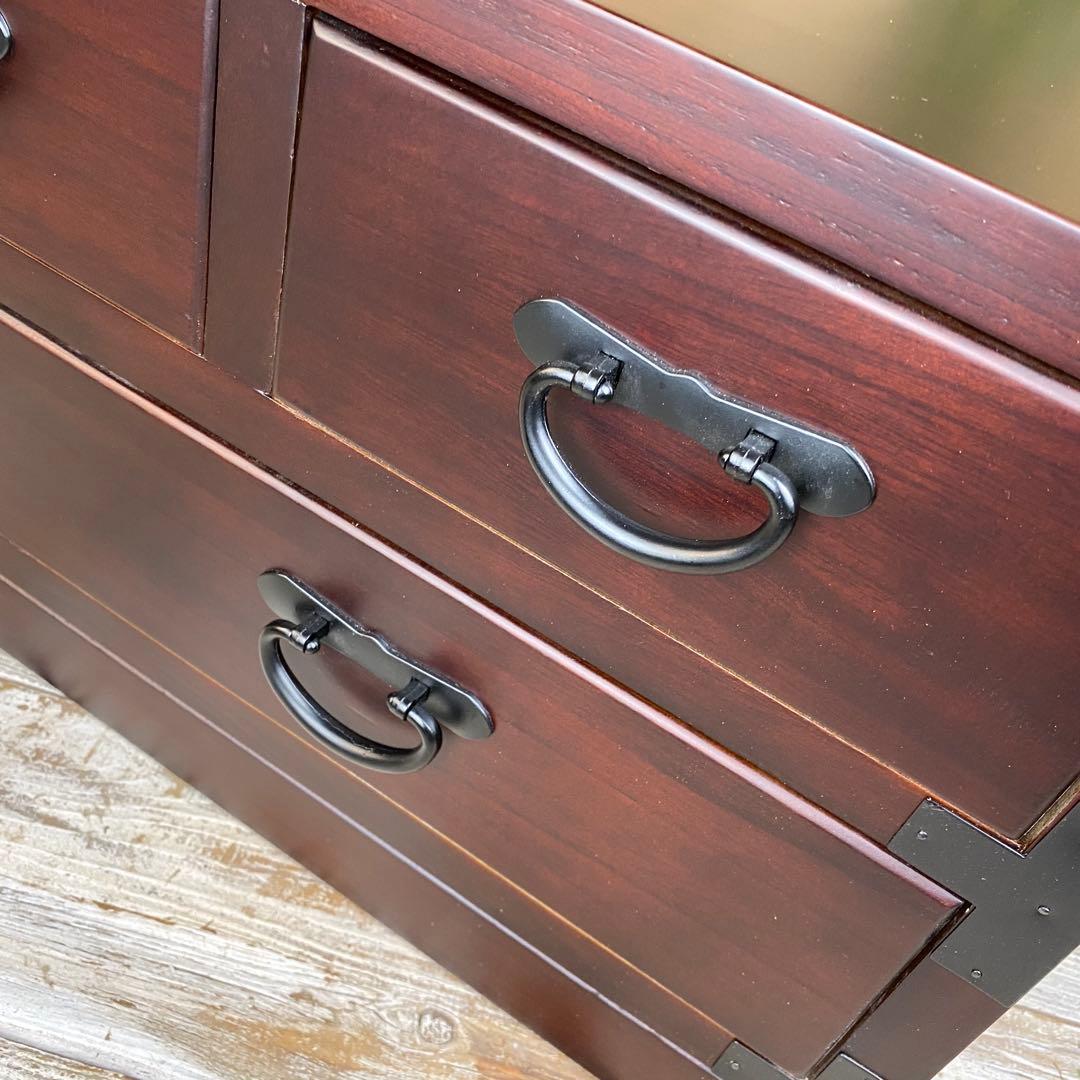 訳あり品！【120】民芸家具和引き出しタンスチェスト横長木製桐材無垢収納家具