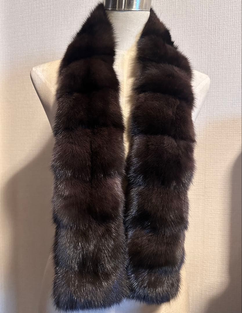 ダークチョコレートブラウンロシアンセーブル　ロングマフラー