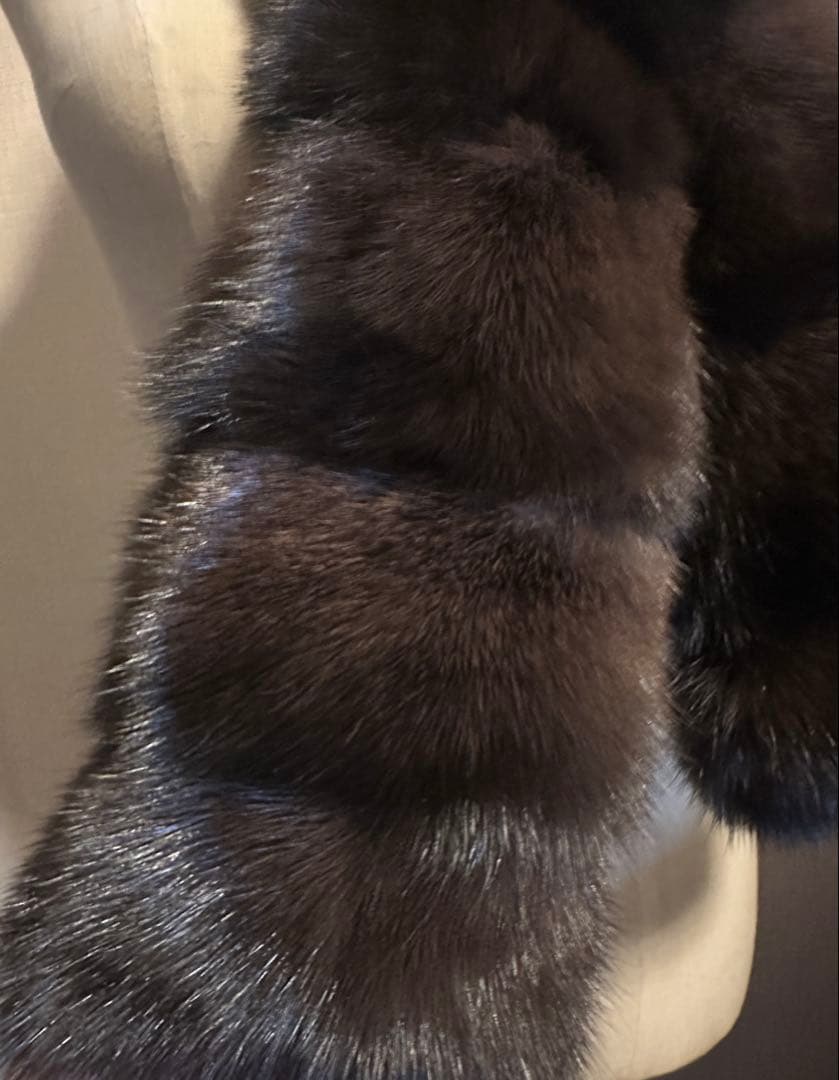 ダークチョコレートブラウンロシアンセーブル　ロングマフラー