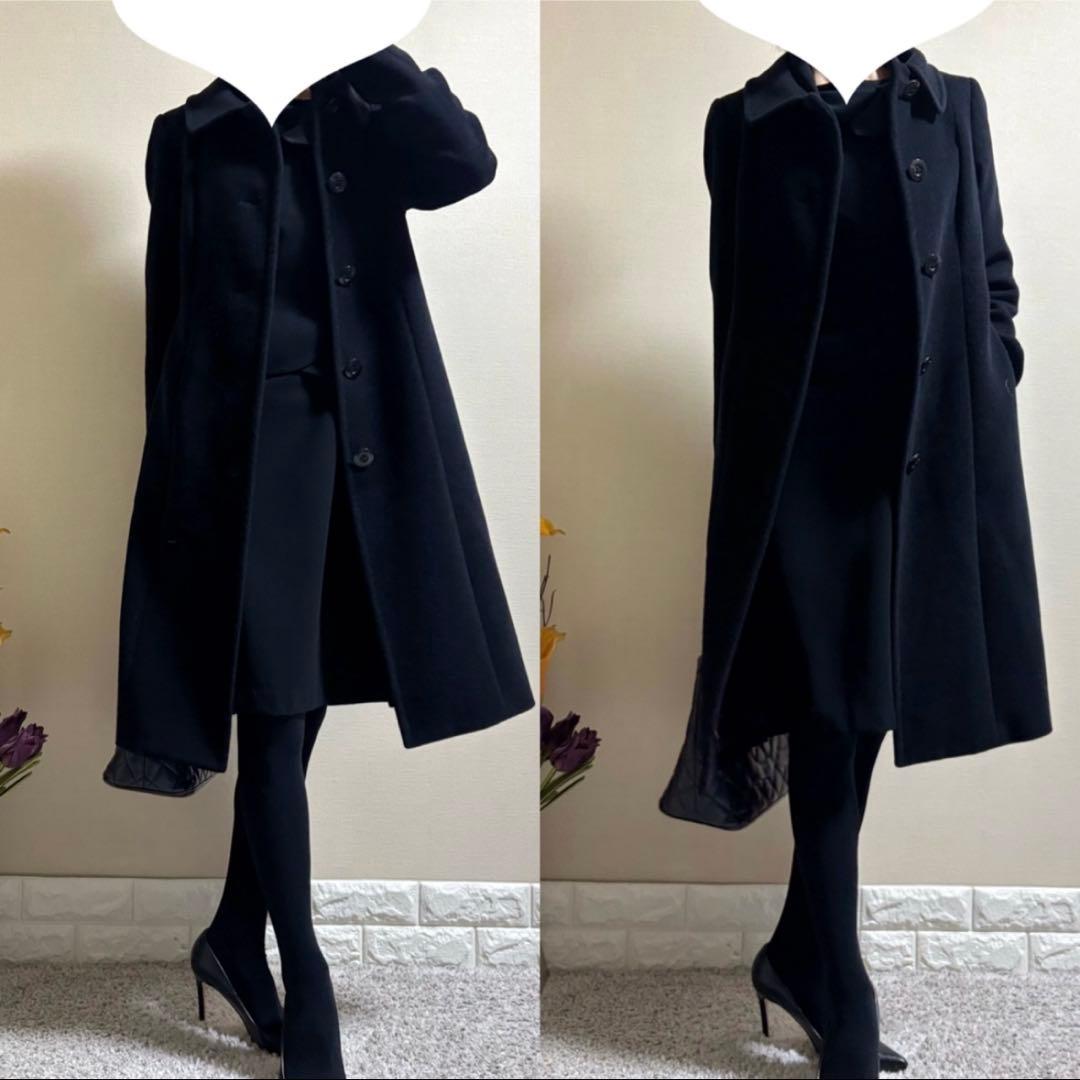 極美品！DAKS ダックス　アンゴラウール　ロゴボタン　コート　M 黒　冠婚葬祭