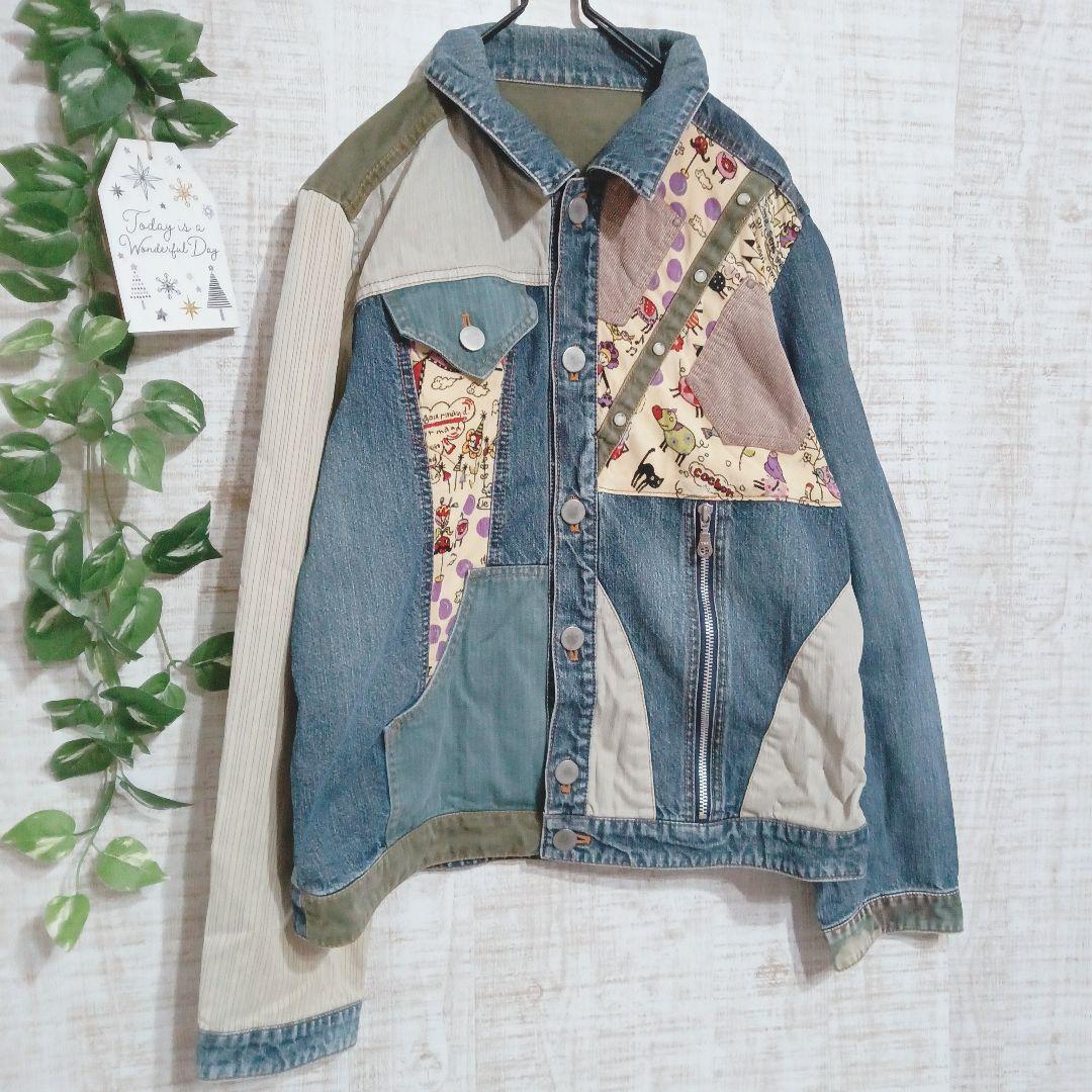 【株式会社アルベロベロ】ジャケット　デニム　日本製　綿100%　Gジャン　総柄