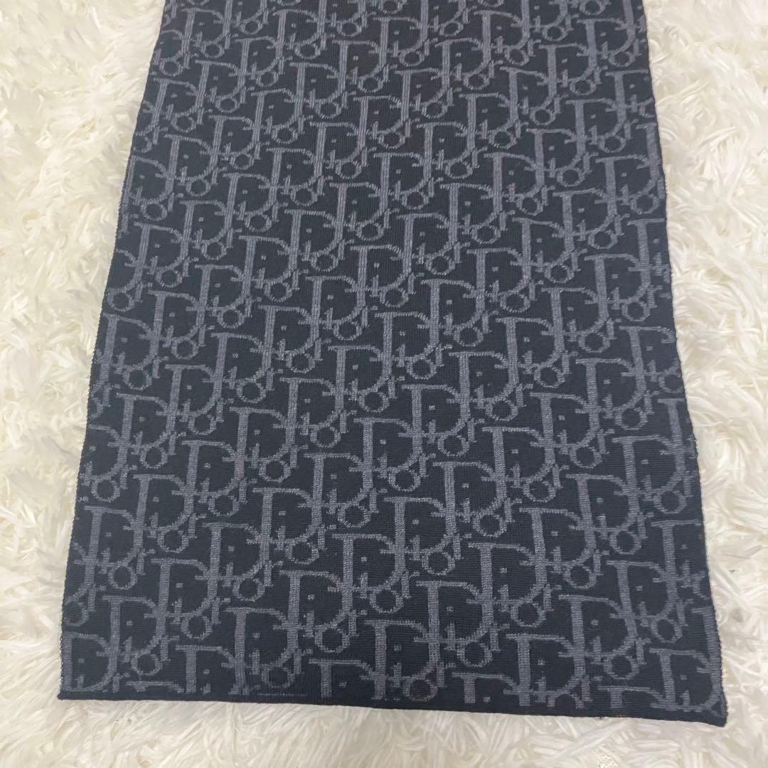 【美品】現行 Dior マフラー トロッター ストール ユニセックス 黒 灰色