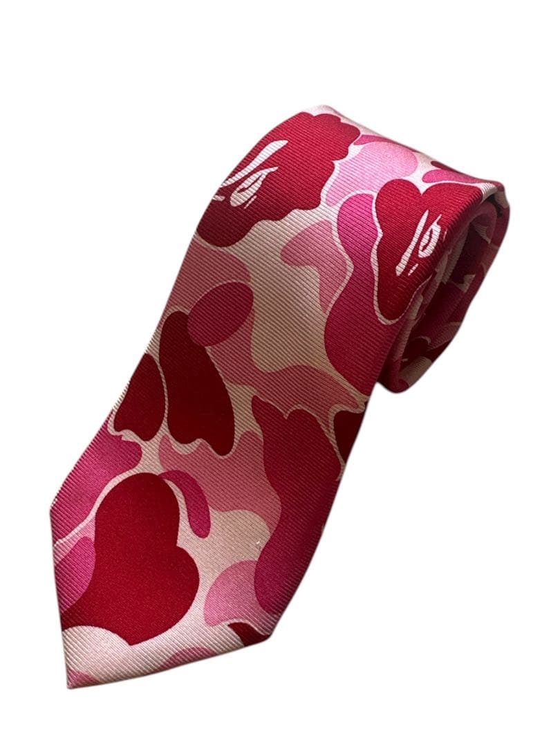 希少デザイン！！【未使用級】アベイシングエイプ　カモフラエイプ　シルクネクタイ