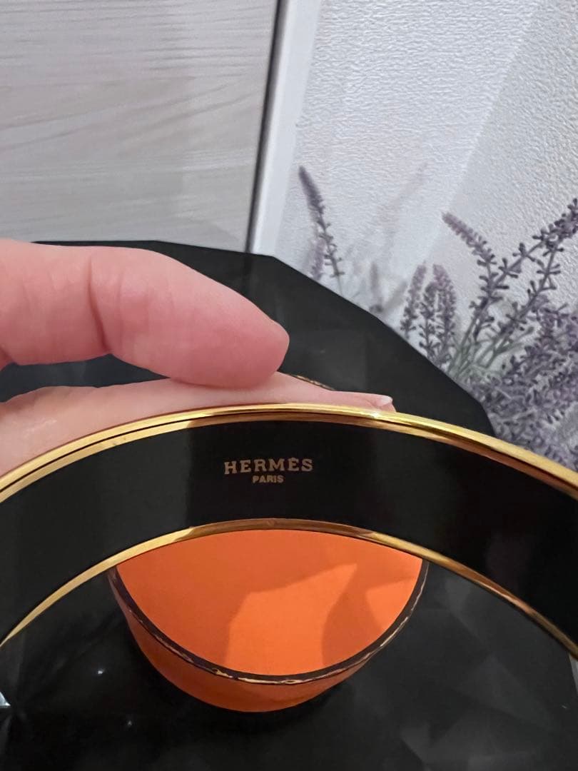 エルメス　エマイユバングル　レッドゴールド