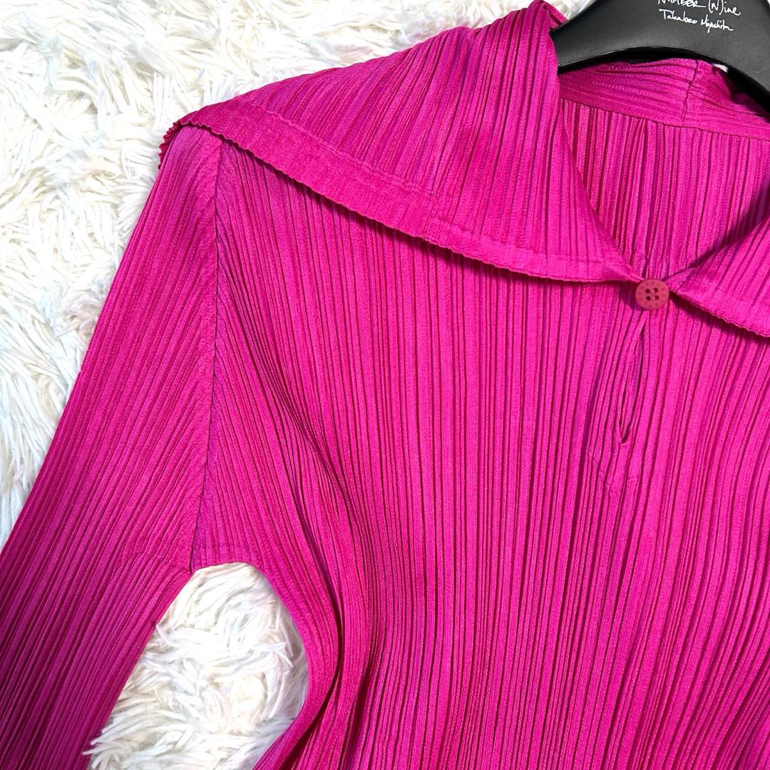 未使用タグ付き✨プリーツプリーズ パーカー 長袖 イッセイミヤケ ピンク