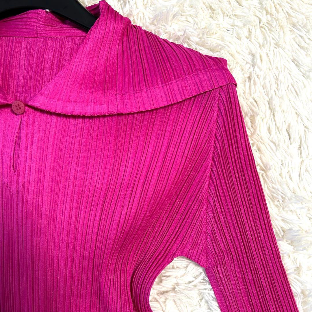 未使用タグ付き✨プリーツプリーズ パーカー 長袖 イッセイミヤケ ピンク