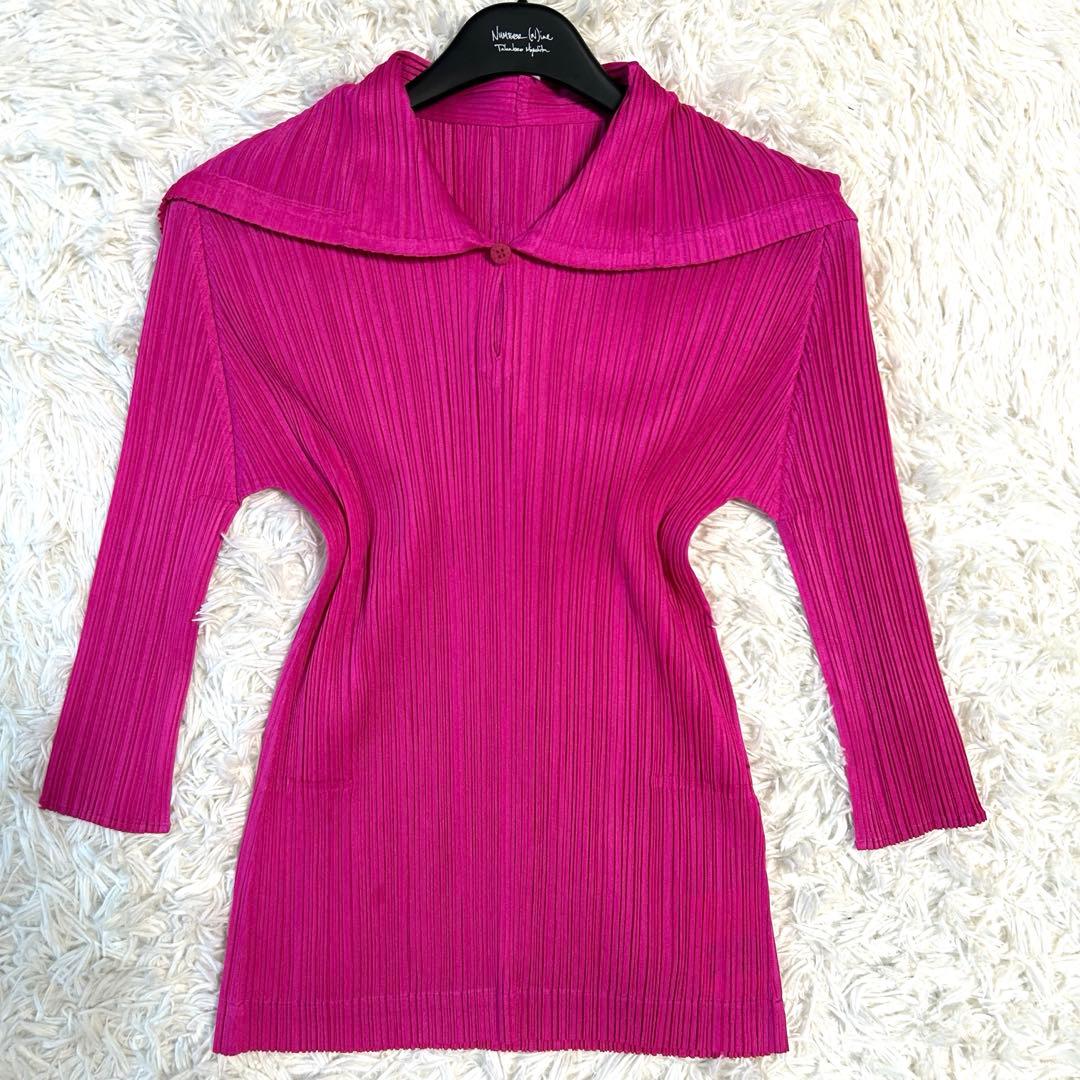 未使用タグ付き✨プリーツプリーズ パーカー 長袖 イッセイミヤケ ピンク