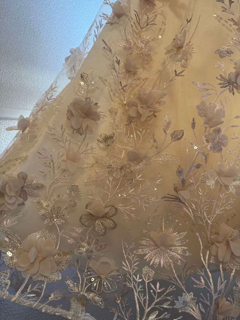 値下げ！【美品】シャンパンベージュ ナイトイベントドレス マーメイド 刺繍