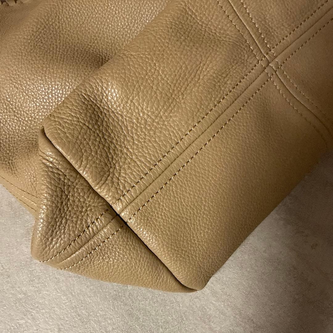 トリーバーチ マリオン ホーボーバッグ ロゴ レザー ベージュ