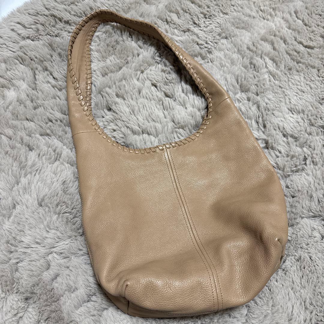 トリーバーチ マリオン ホーボーバッグ ロゴ レザー ベージュ