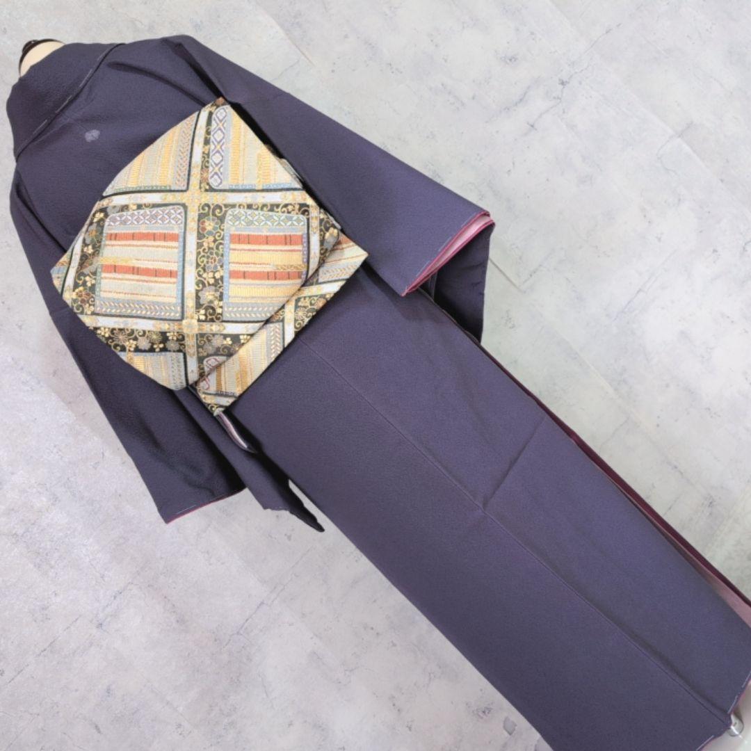 帯単品　正絹　青紫　トールサイズ　比翼仕立て　O5