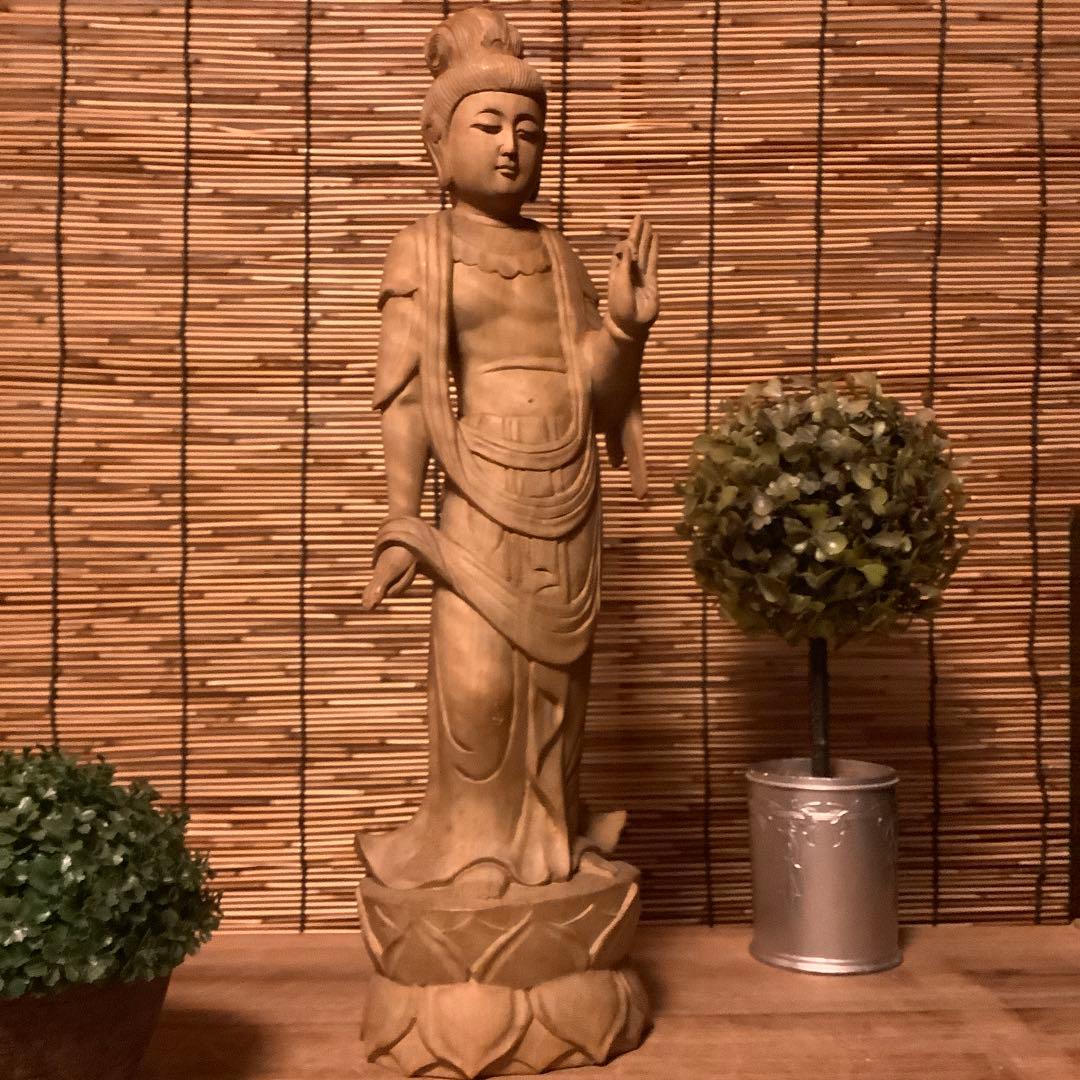 大正期「聖観世音菩薩立像」仏教三大信仰・観音経・般若心経・寺院祀り・檜木