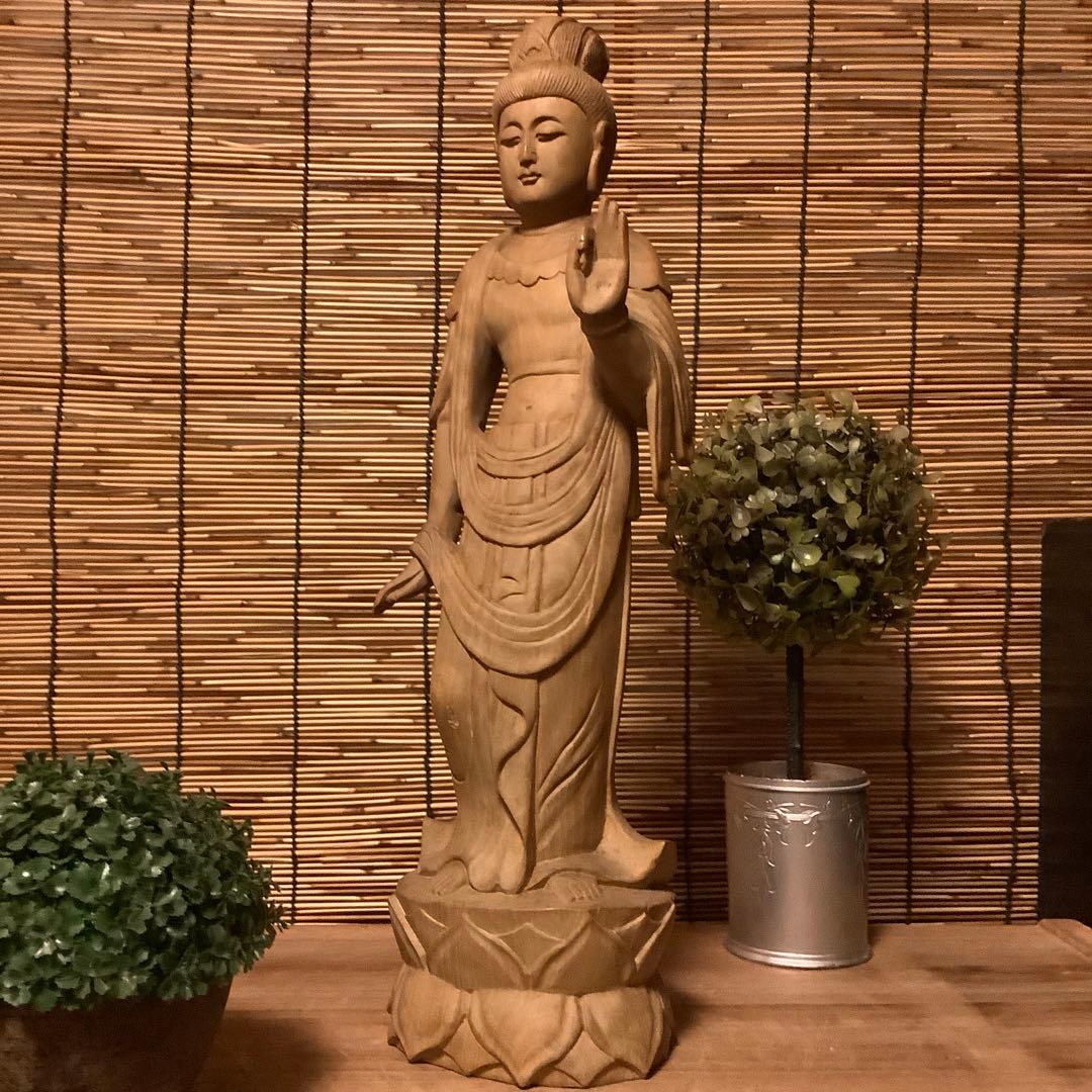 大正期「聖観世音菩薩立像」仏教三大信仰・観音経・般若心経・寺院祀り・檜木