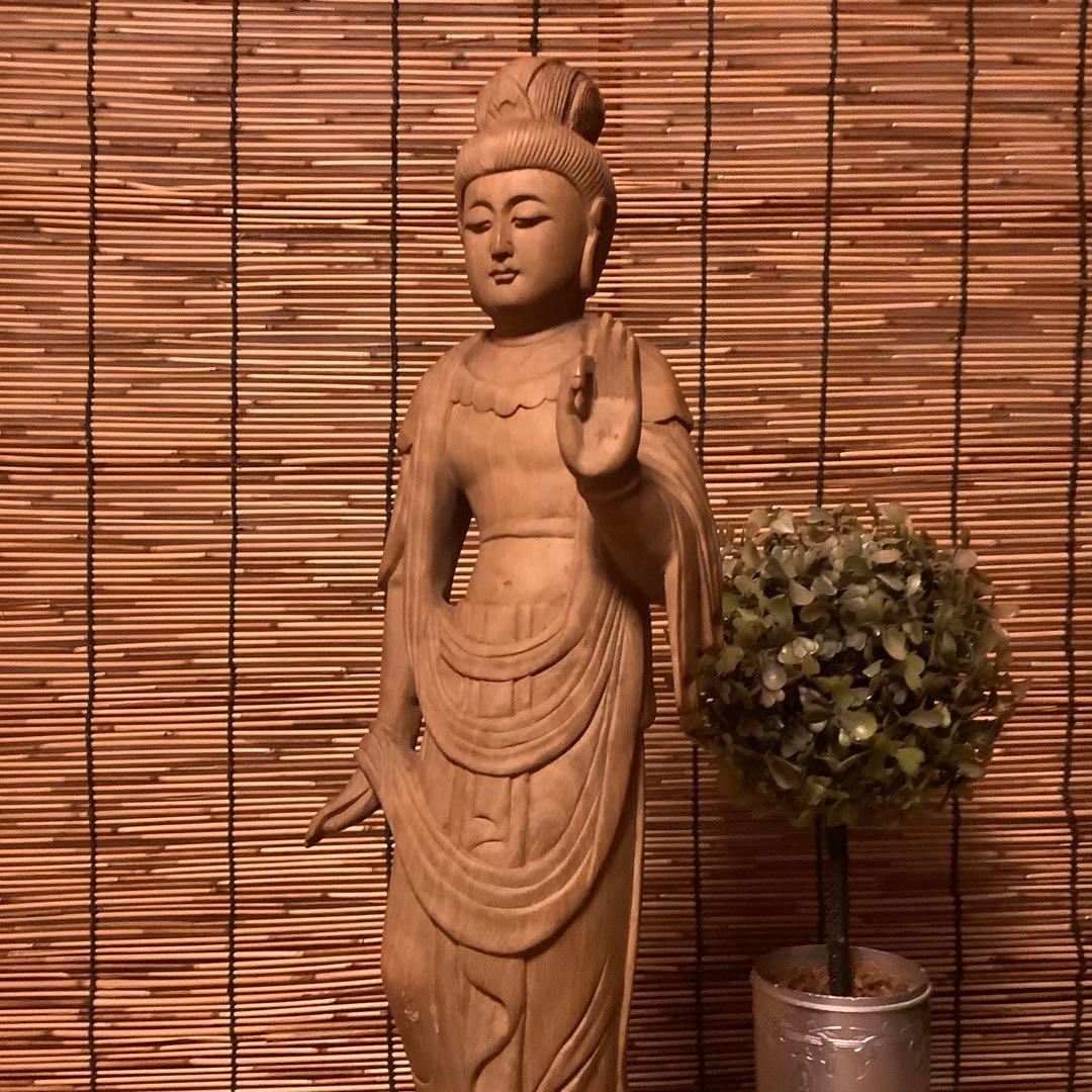 大正期「聖観世音菩薩立像」仏教三大信仰・観音経・般若心経・寺院祀り・檜木