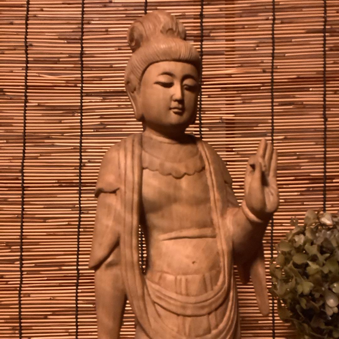 大正期「聖観世音菩薩立像」仏教三大信仰・観音経・般若心経・寺院祀り・檜木