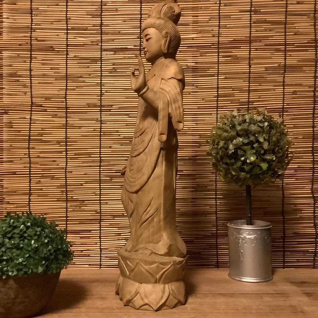 大正期「聖観世音菩薩立像」仏教三大信仰・観音経・般若心経・寺院祀り・檜木