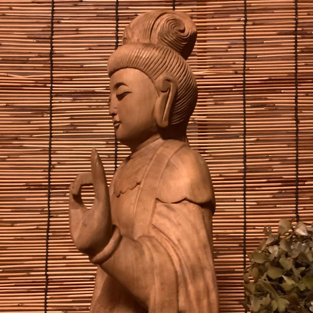 大正期「聖観世音菩薩立像」仏教三大信仰・観音経・般若心経・寺院祀り・檜木