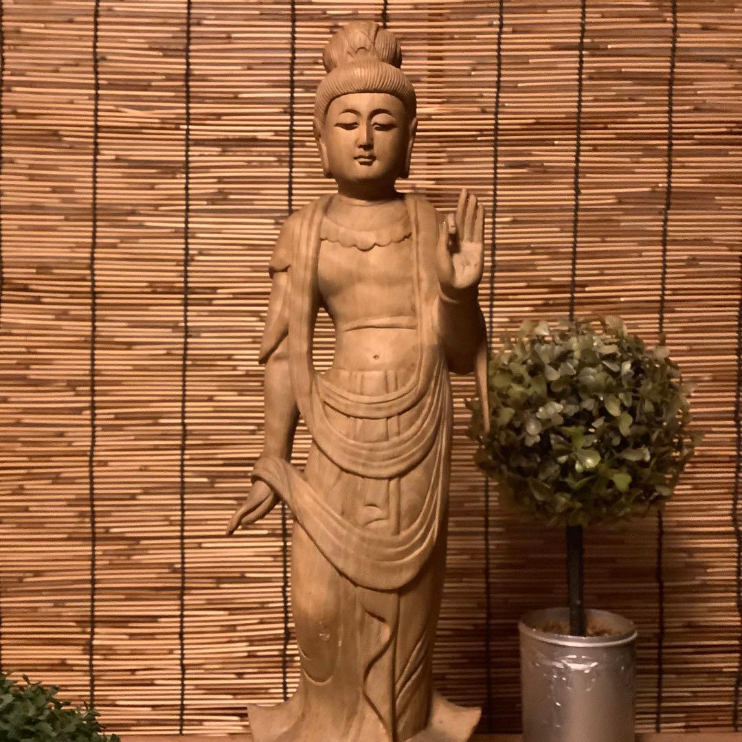 大正期「聖観世音菩薩立像」仏教三大信仰・観音経・般若心経・寺院祀り・檜木