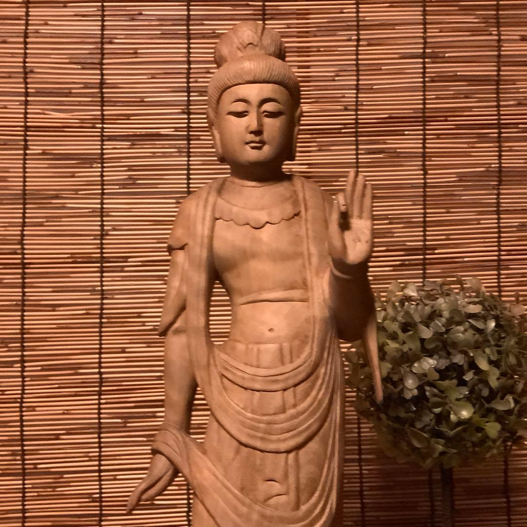 大正期「聖観世音菩薩立像」仏教三大信仰・観音経・般若心経・寺院祀り・檜木