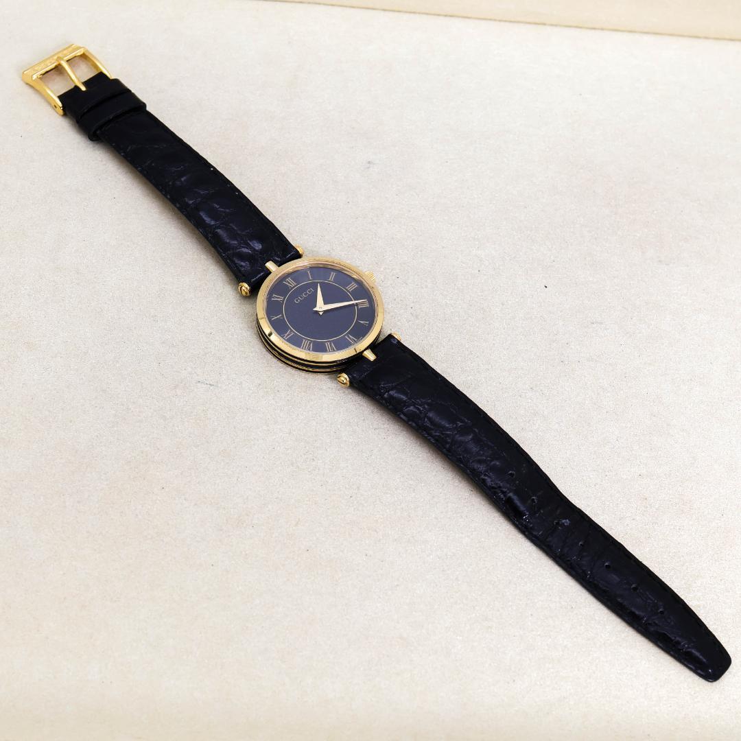 稼働 GUCCI 腕時計 サイドライン グラック ゴールド 外箱 2551