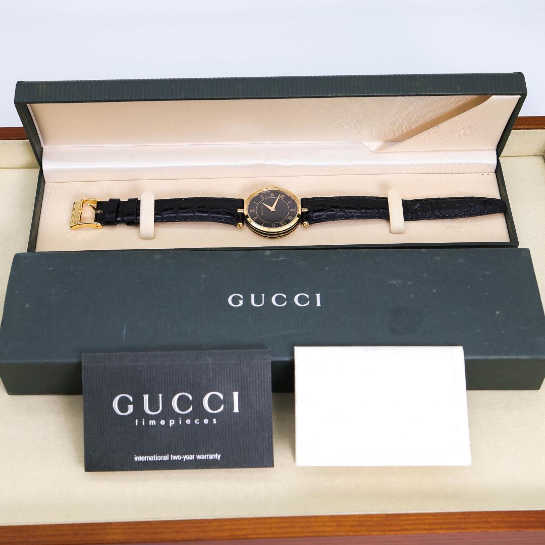 稼働 GUCCI 腕時計 サイドライン グラック ゴールド 外箱 2551