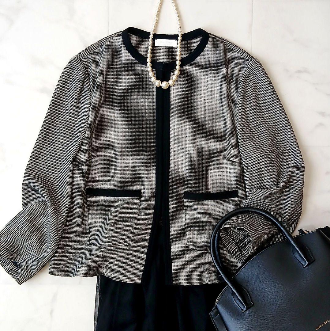 美品 ボールジィ トゥモローランド カラミ ノーカラージャケット 36 ブラック