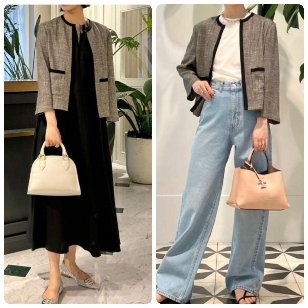 美品 ボールジィ トゥモローランド カラミ ノーカラージャケット 36 ブラック