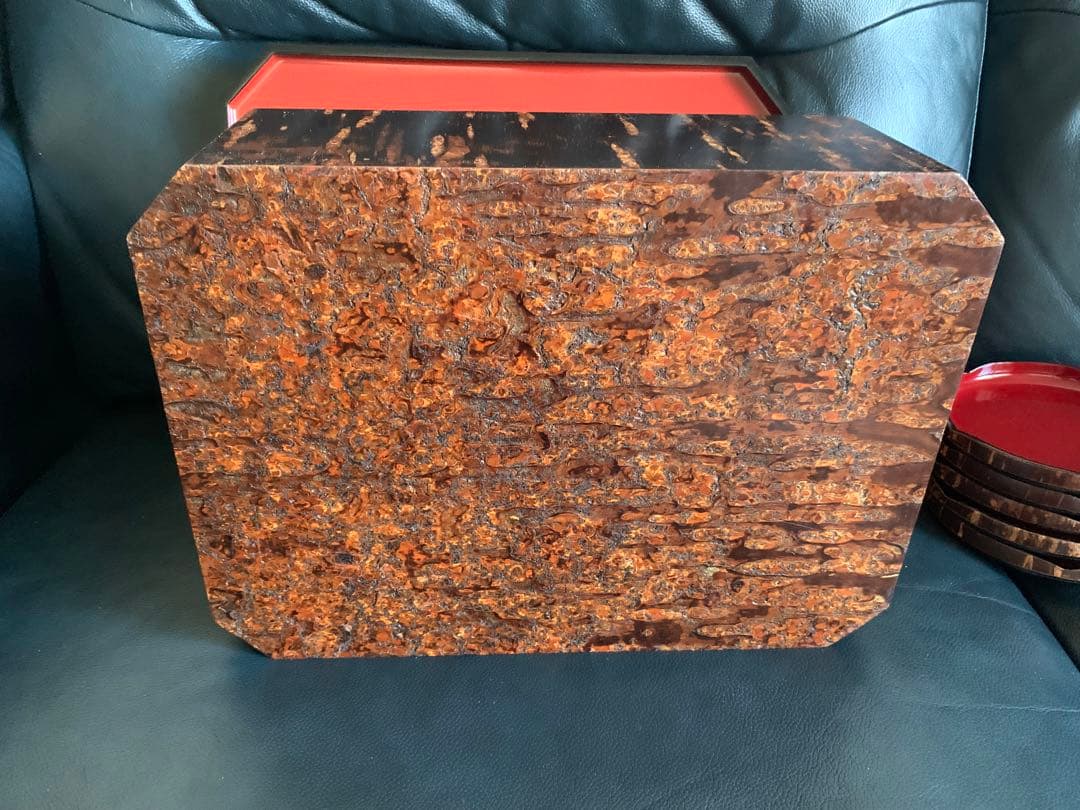 桜皮細工　茶道具　茶櫃　角形　茶托　菓子皿　お盆　皿　器　伝統工芸　漆器　螺鈿