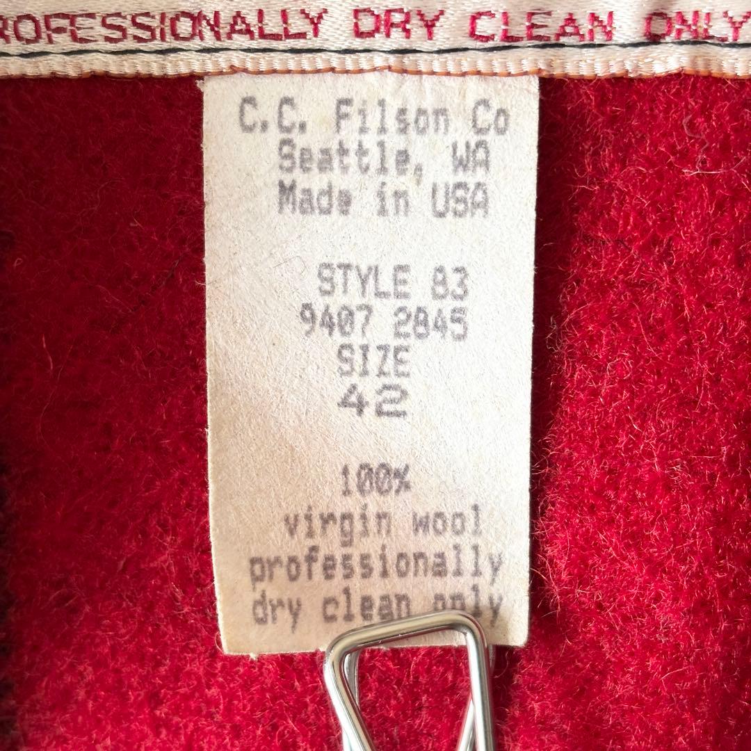 極美品✨️フィルソン マッキーノウールクルーザージャケット 42 赤黒 USA製