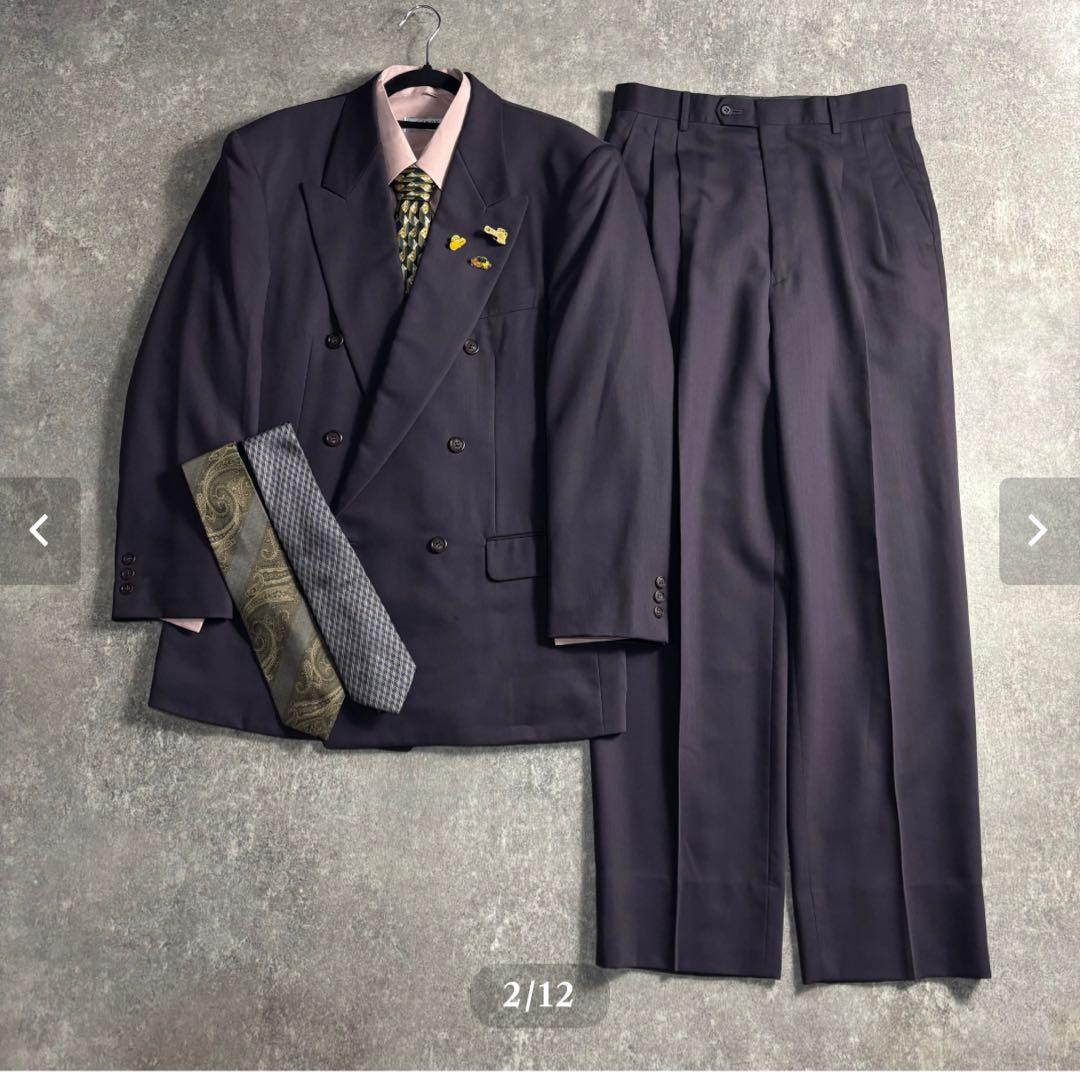 【vintage】セットアップ ダブルスーツ パープル 極上ウール ビンテージ