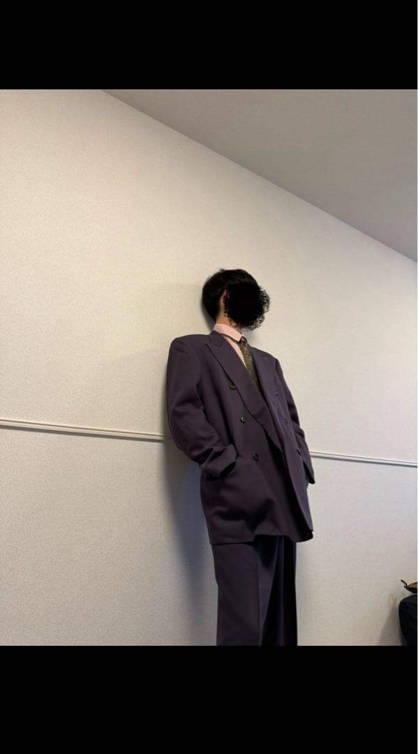 【vintage】セットアップ ダブルスーツ パープル 極上ウール ビンテージ