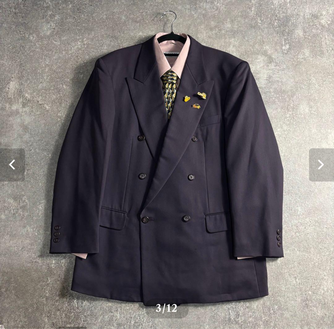 【vintage】セットアップ ダブルスーツ パープル 極上ウール ビンテージ