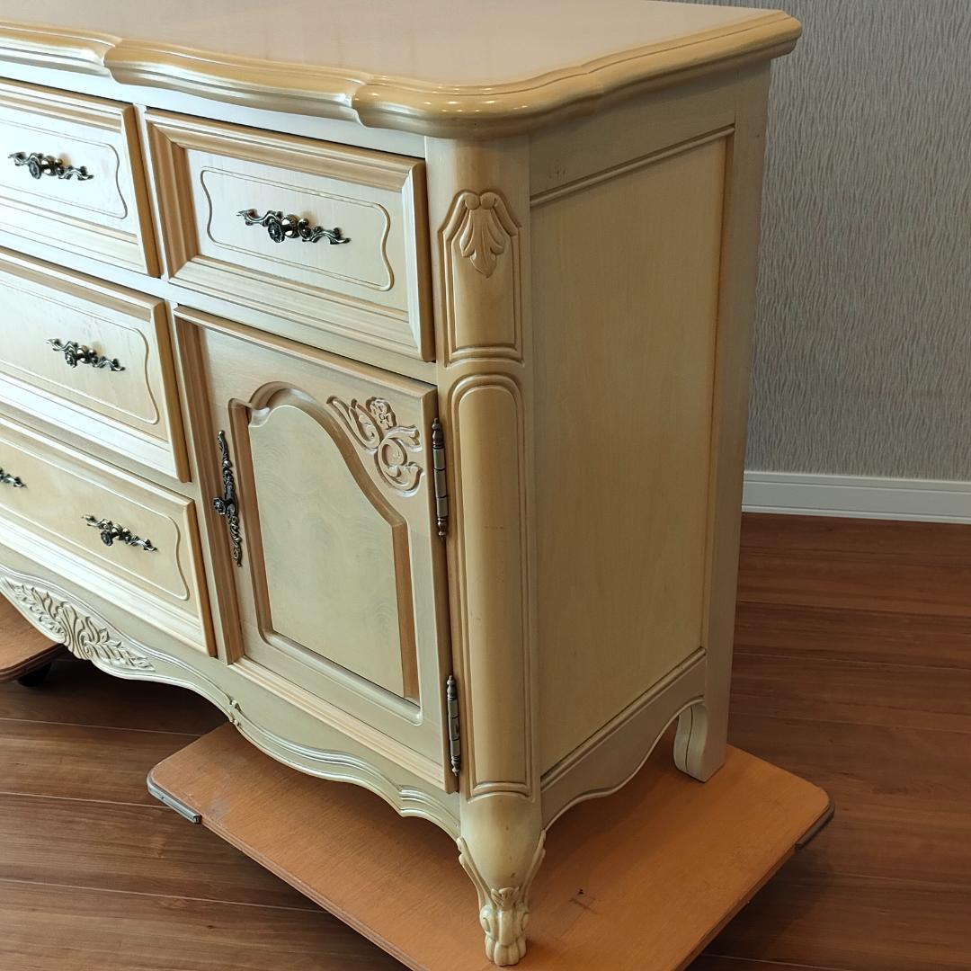 フレンチ　アンティーク　チェスト　引出し5杯　開き扉