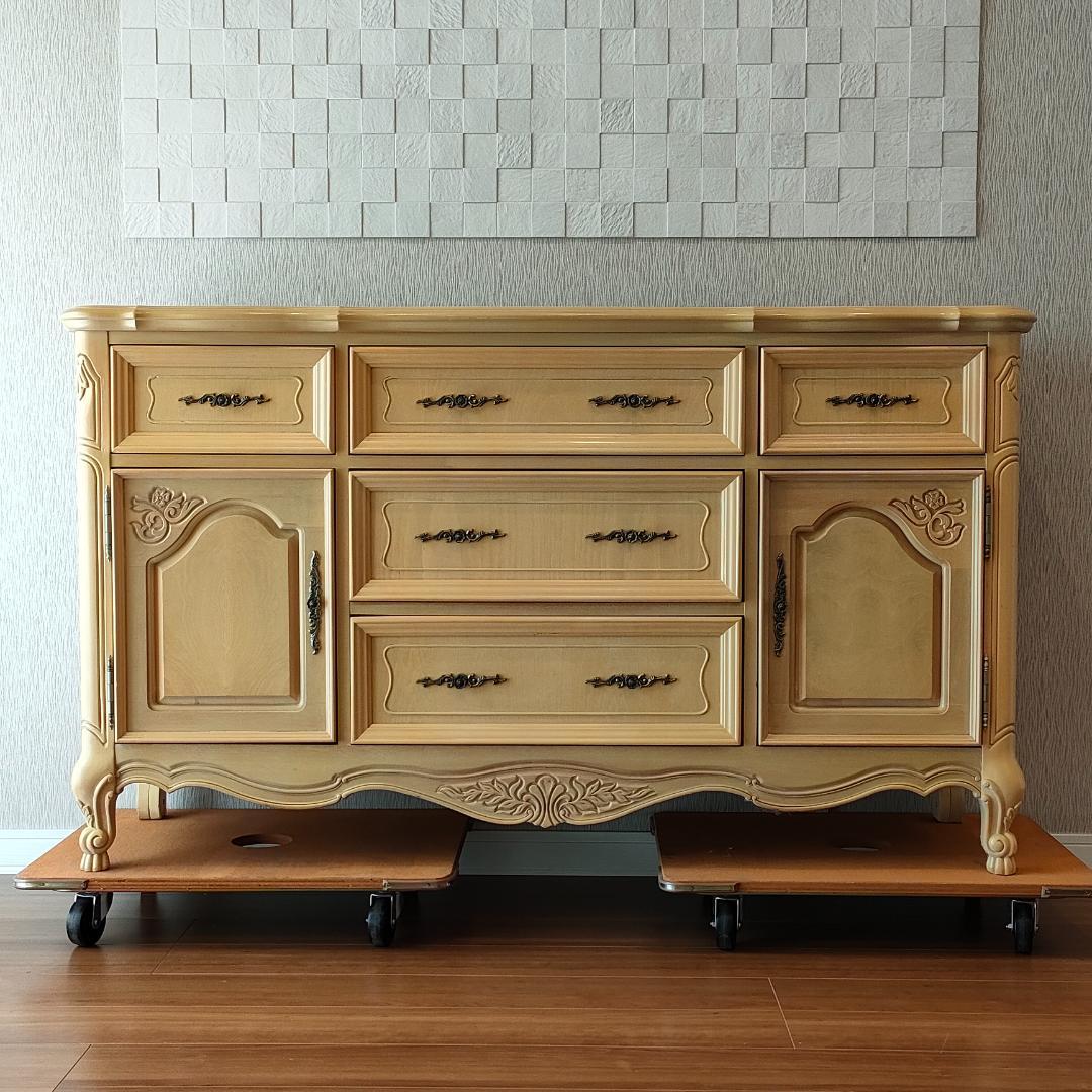 フレンチ　アンティーク　チェスト　引出し5杯　開き扉