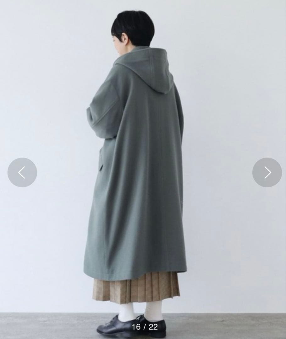 yuni スーパー100トグルボタンコート グリーン