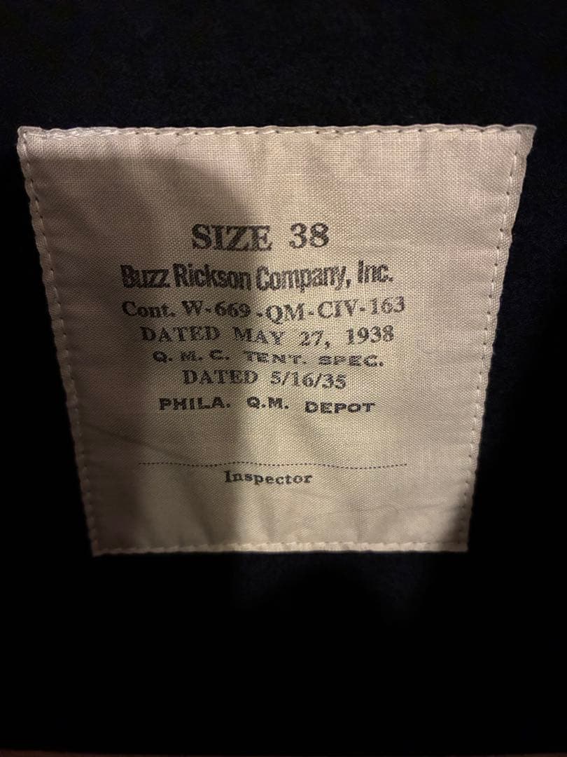 Buzz Rickson マッキーノコートサイズ38 ネイビー