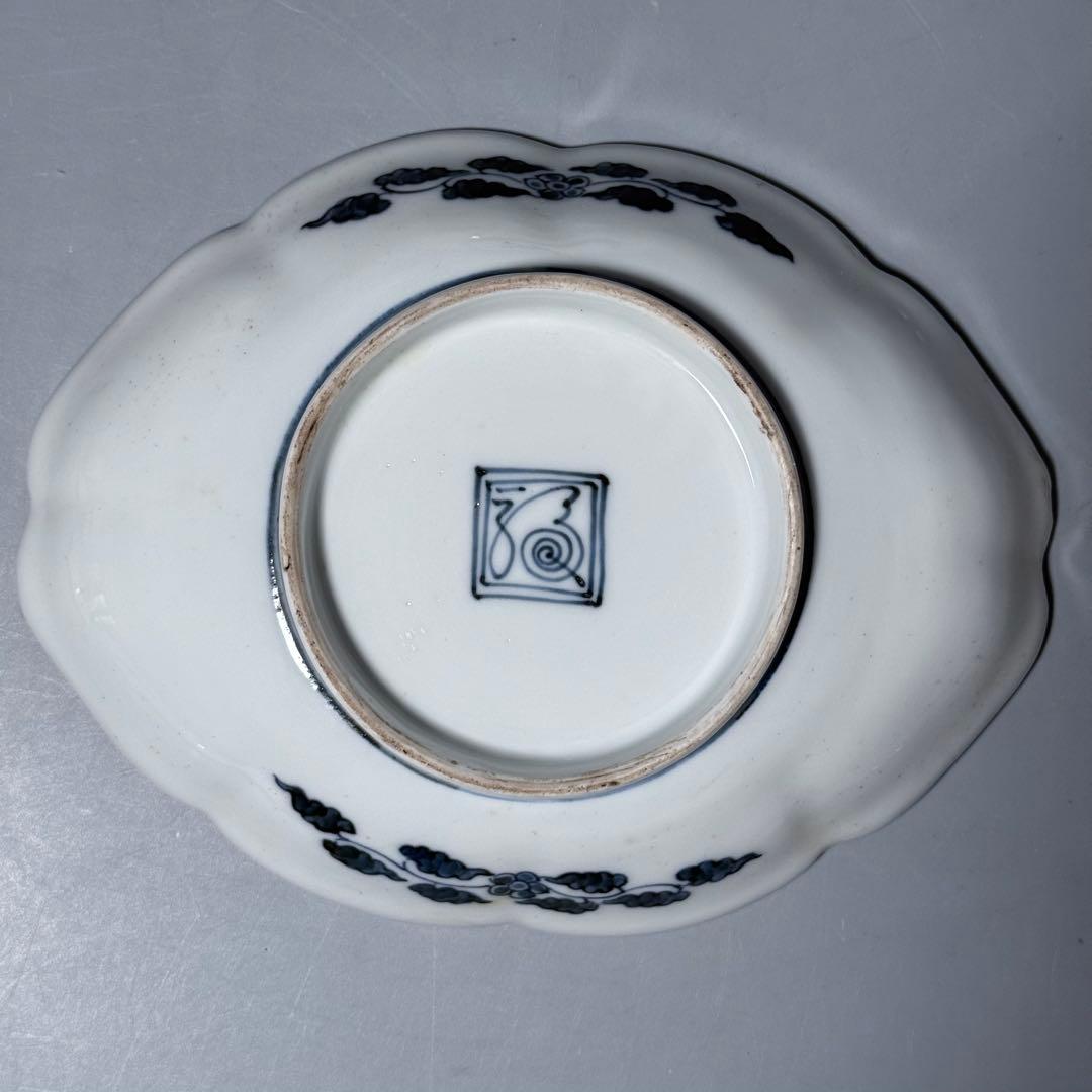 大正〜昭和初期　十二代柿右衛門　錦　丸文様　鳳凰文　変形皿　角福　5枚　希少な器