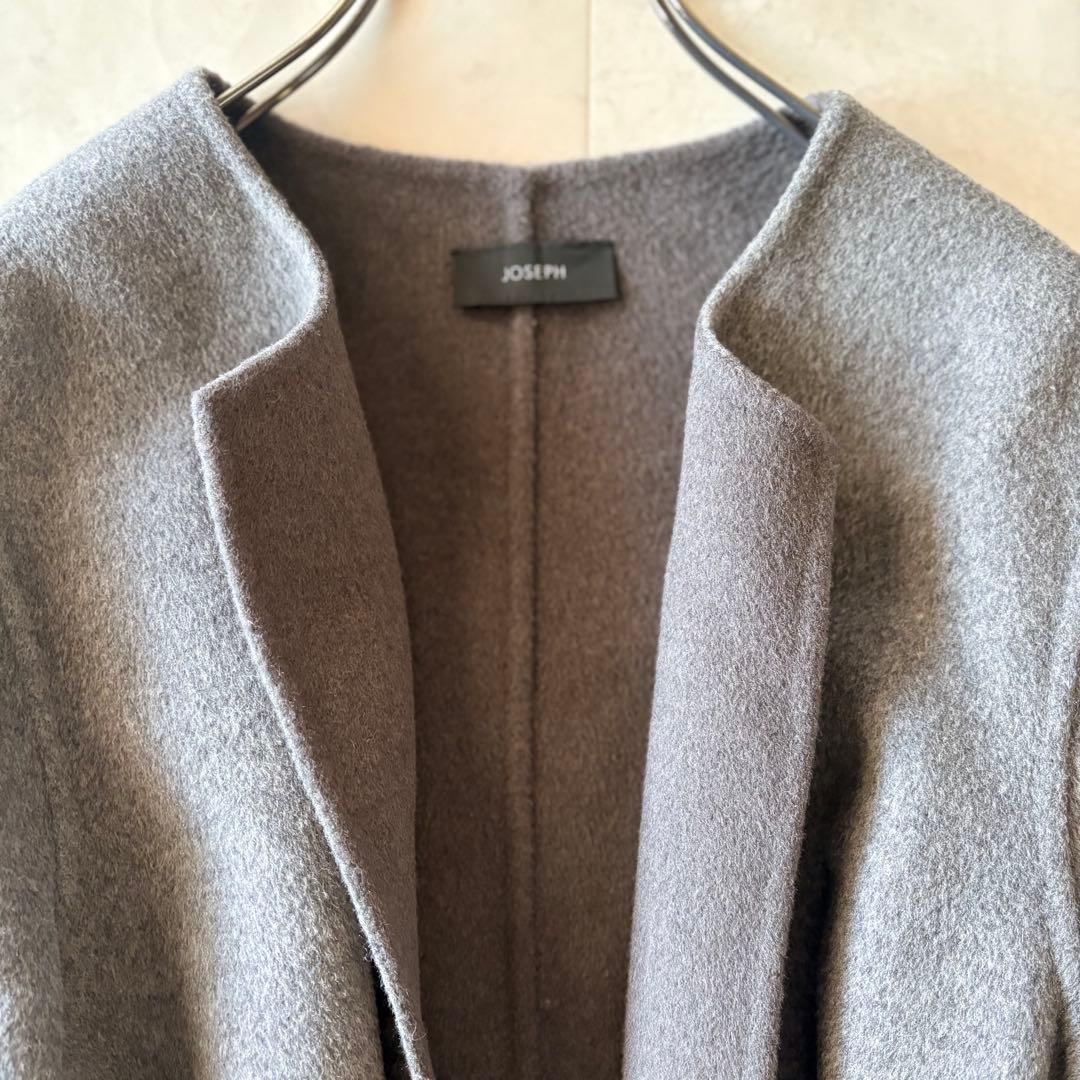 NO.7-138 JOSEPH カラーレスロングコートカシミヤダブルフェイス40