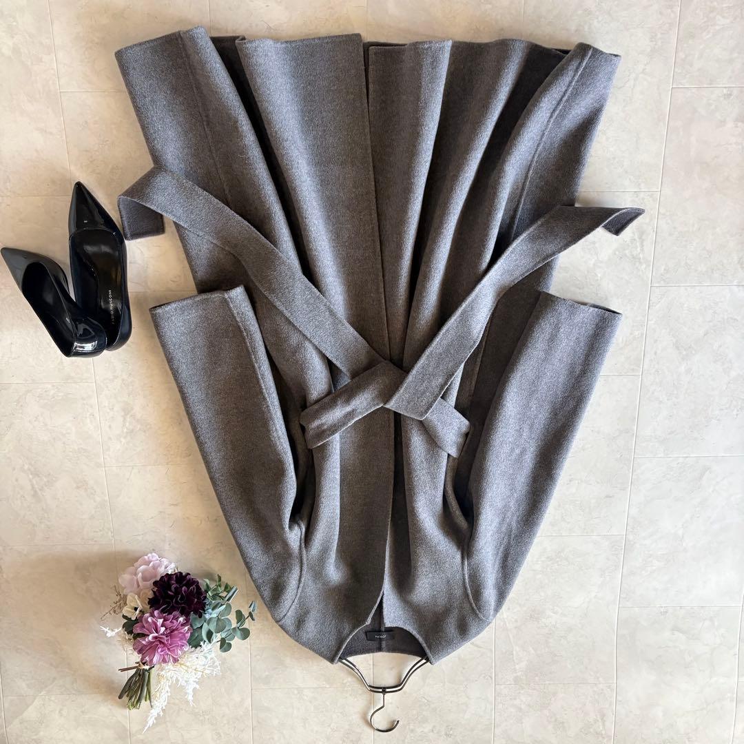 NO.7-138 JOSEPH カラーレスロングコートカシミヤダブルフェイス40