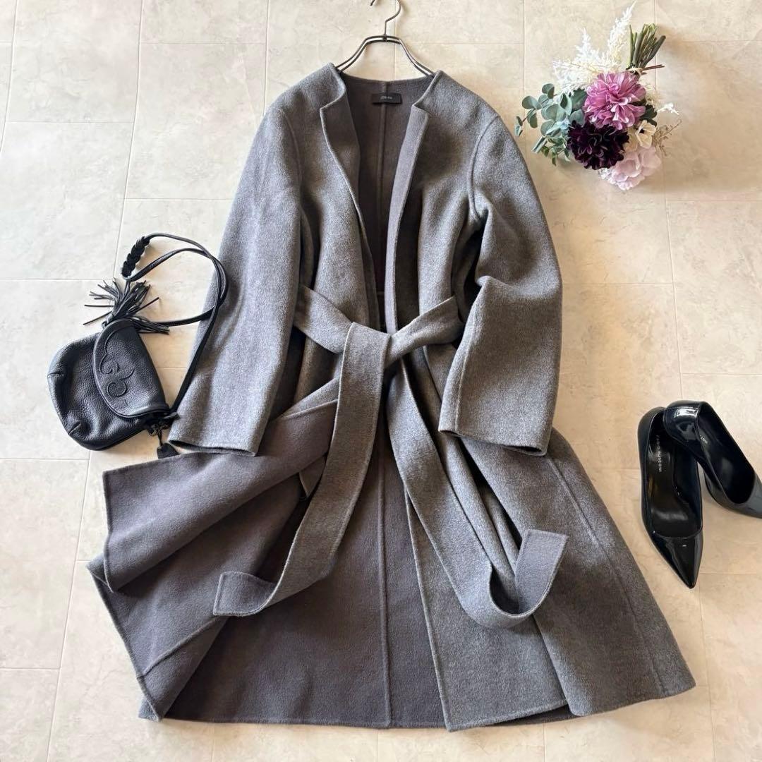 NO.7-138 JOSEPH カラーレスロングコートカシミヤダブルフェイス40