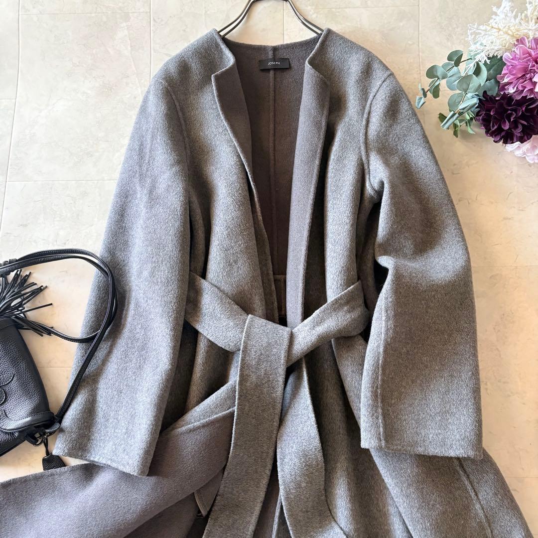 NO.7-138 JOSEPH カラーレスロングコートカシミヤダブルフェイス40