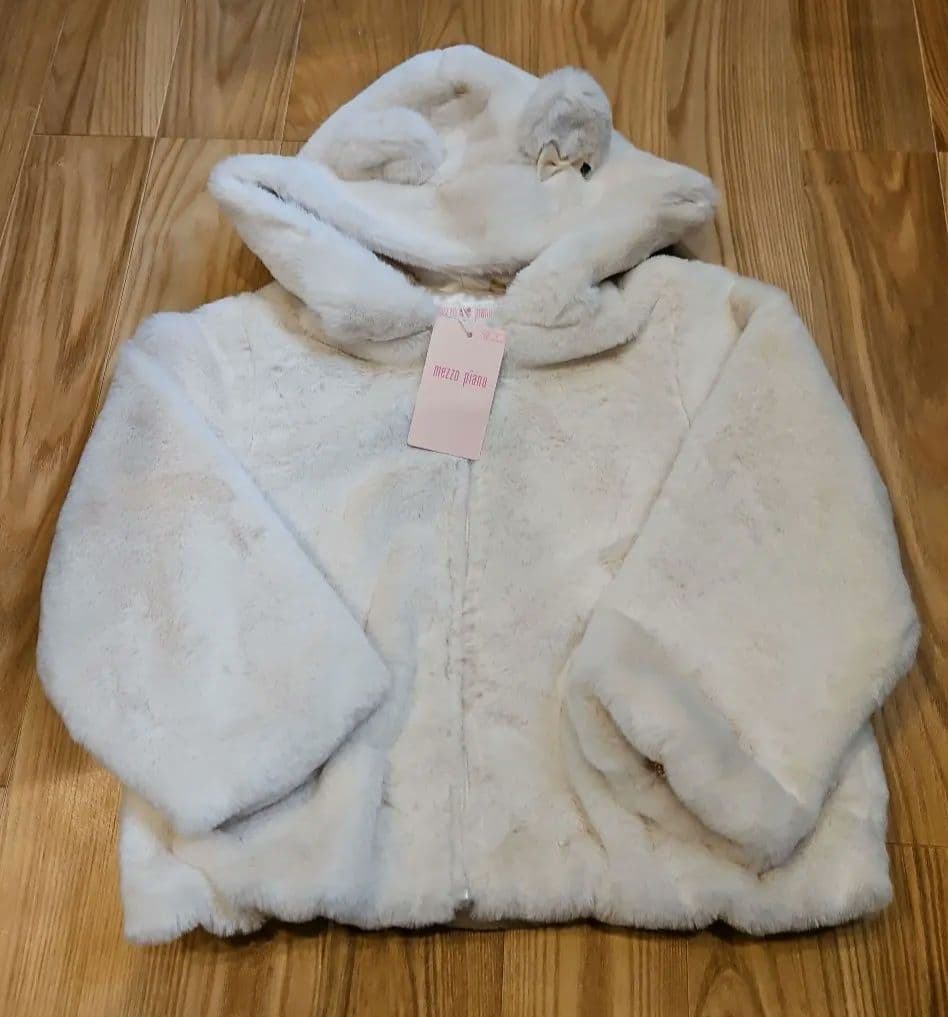 mezzo piano クマ耳付き　フェイクファー　ジャケット 120cm　新品